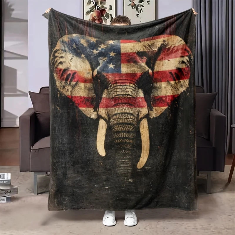 

Одеяло с флагом слона, двустороннее фланелевое одеяло для глобальных путешественников, всесезонный комфорт, подарок для путешествий в стиле сафари