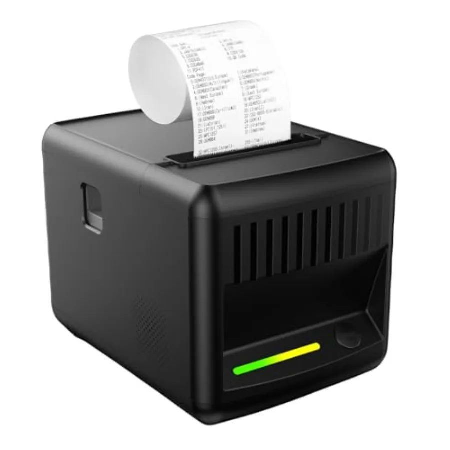 POS Receipt Printer 80mm Thermal Printer with Auto Cutter Large-Capacity Paper Bin Wall-Mountable High-Speed Printing Compatibl