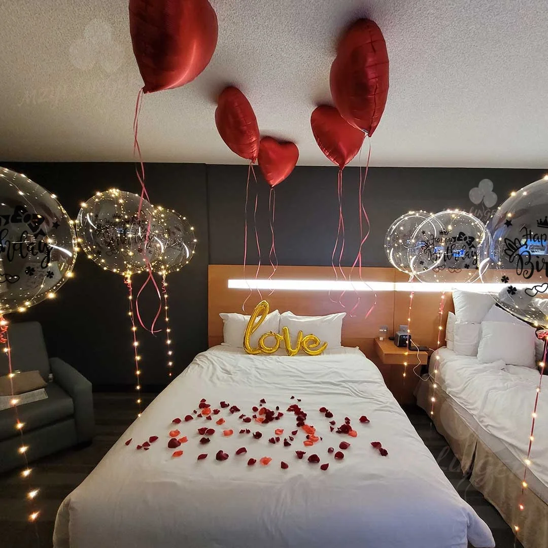LED Transparente Bobo-Ballon-Lichterkette (ohne Batterie) mit Happy Birthday Aufkleber, Geburtstagsparty-Dekoration, Foto-Requisiten – Detail 7