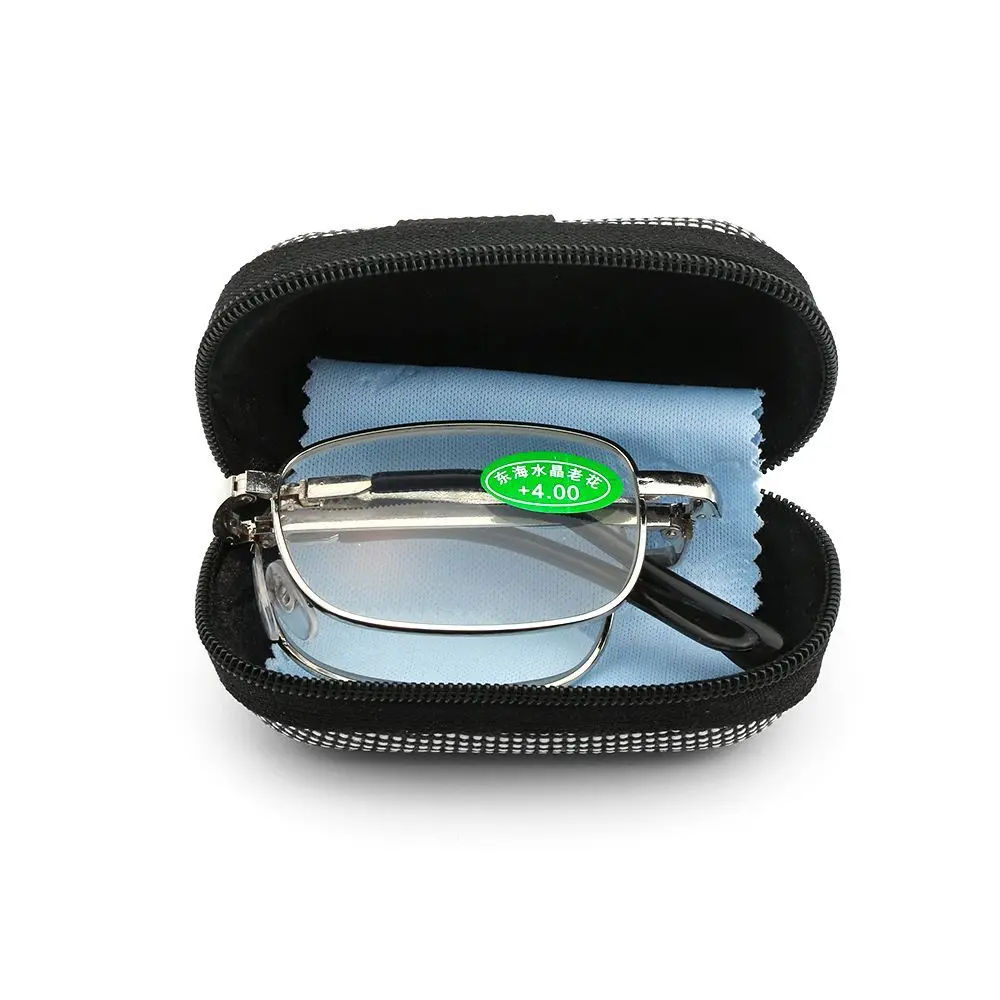 Unisex Folding Reading Glasses With Glasses Box Ultra-light Titanium Rimless Eyeglasses With Magnetic Buckle Diopter +1.0~+4.0