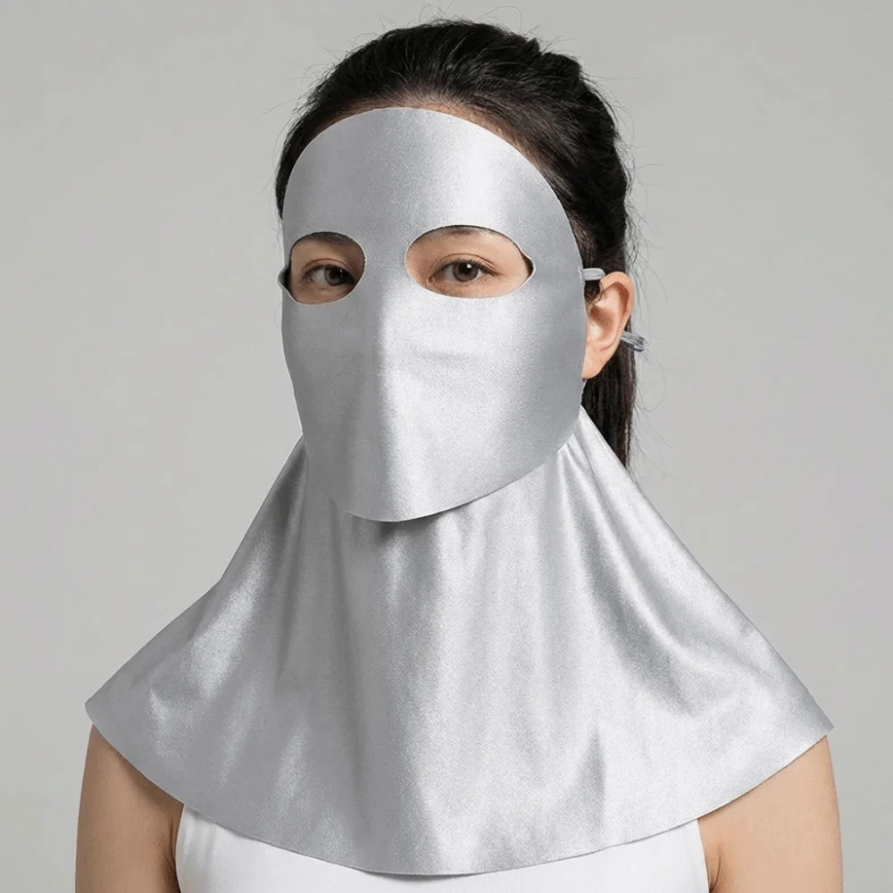 Fashion Sun Protection Ice Silk Face Veil Polyester Solid Color Sunscreen Mask Full Face Face Cover Neck Wrap Outdoor