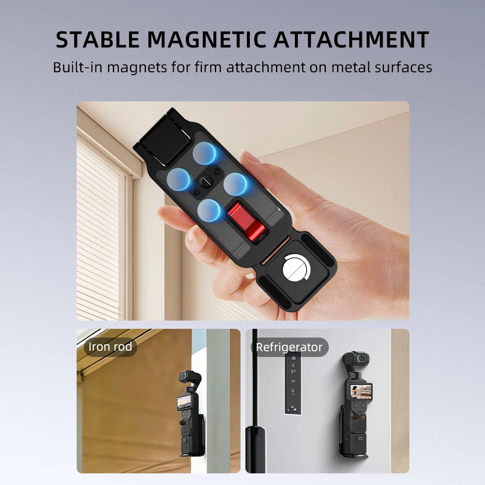 BRDRC Magnetisches Schnellwechsel-Stativ für DJI Pocket 4P/4/3/Insta360 Luna Ultra Faltbares Metall-Fotografie-Stativ mit Verstecktem Haken – Detail 4