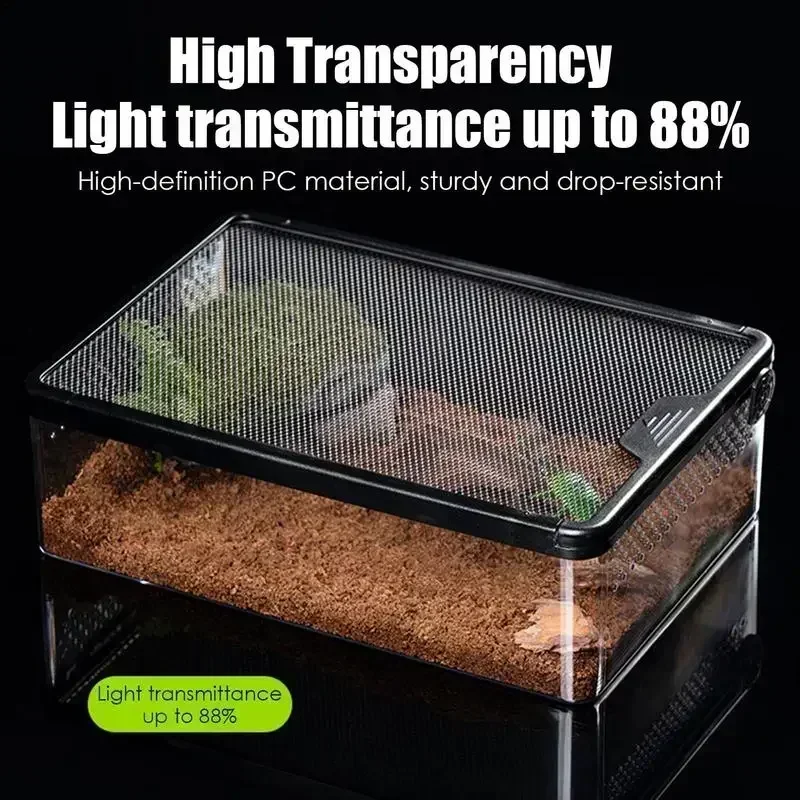 Transparent Reptile Feeding Boxs Amphibian Insect Reptile Breeding Box Ventilated Hatching Container Reptile Terrarium Tanks