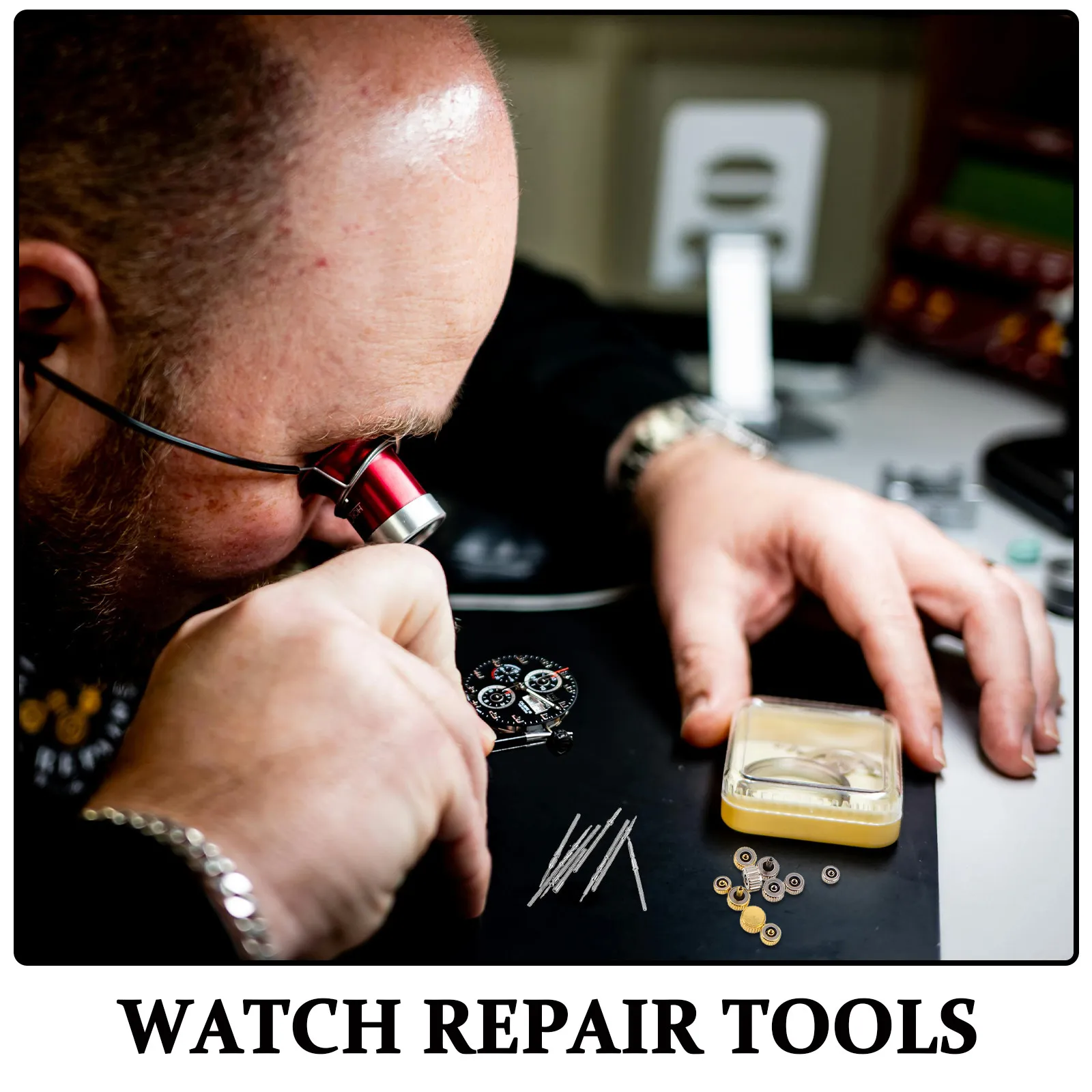 Watch Repair Tool Halloween Christmas New Year Watch Crown Parts Watch Components Kit Watch Accessory Set Portable Storage Box