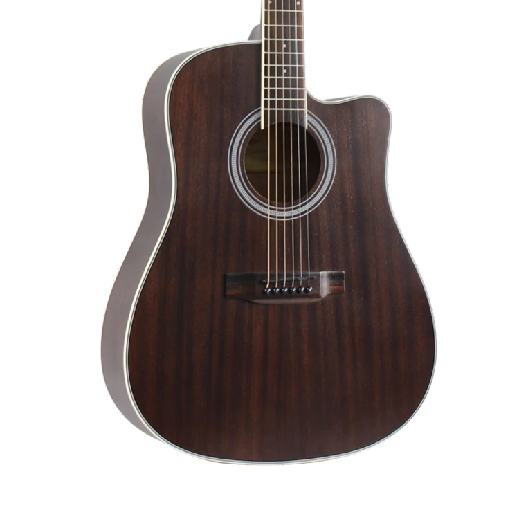 D-4115 41 Zoll Akustikgitarre, Vollständig aus Sapele-Holz mit Palisander-Griffbrett, Schwarze Ausführung, für Anfänger & OEM – Detail 4