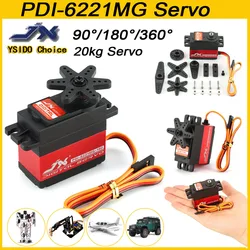 JX PDI-6221MG 20KG 180° 360° Continuous Rotation High Precision Metal Gear Digital Standard Servo for 1/8 1/10 RC Car Robot