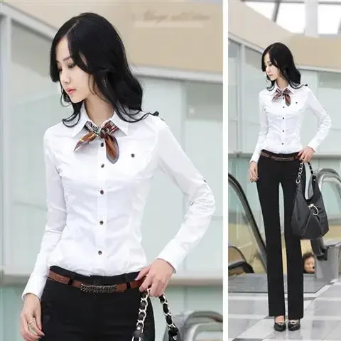 Blouse Women White Shirt Women\'s Long-Sleeved Black Shirt Large Size Spring Autumn Women\'s Top Blusas Mujer De Moda