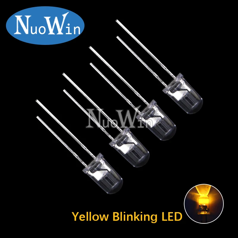 50pcs 5mm White Green Red Blue Yellow Light-Emitting-Diode Automatic Flashing LED F5 Flash Control Blinking Diode 1.5HZ