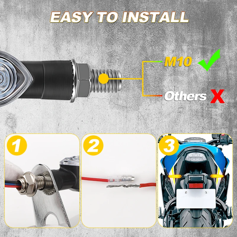 كروزر الخلفية بدوره إشارة دراجة نارية LED تدفق مؤشر اتجاه المياه مصباح M10 لهوندا سوزوكي ياماها 12 فولت أضواء الفرامل الخلفية #6