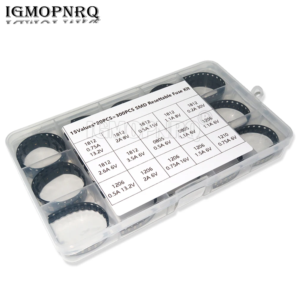 

300PCS/Set 15 Values 0805 1206 1210 1812 0.7A 0.5A 0.2A 2A 1.1A 2.6A 3.5A SMD Resettable Fuse PPTC PolySwitch Self-Recovery NEW