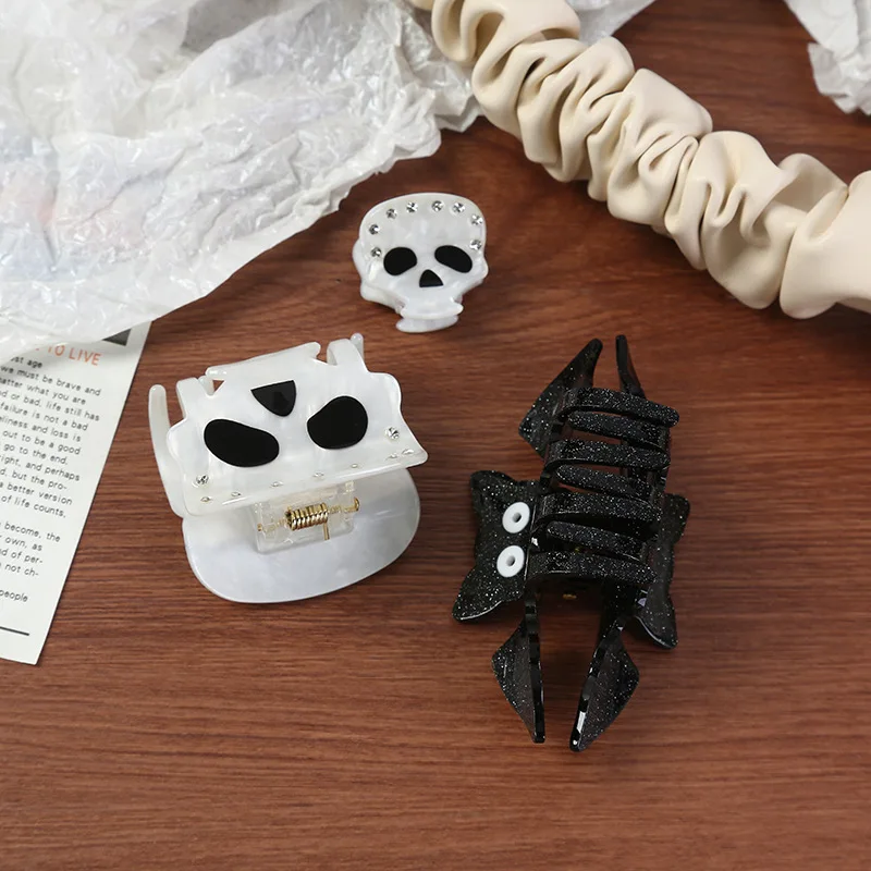 1 Stück Halloween-Haarspange mit Klaue, Kürbis-, Geist- und Fledermausmotiv, kleiner Geist, Totenkopf, personalisiertes Haaraccessoire für Hochsteckfrisuren am Hinterkopf – Detail 2