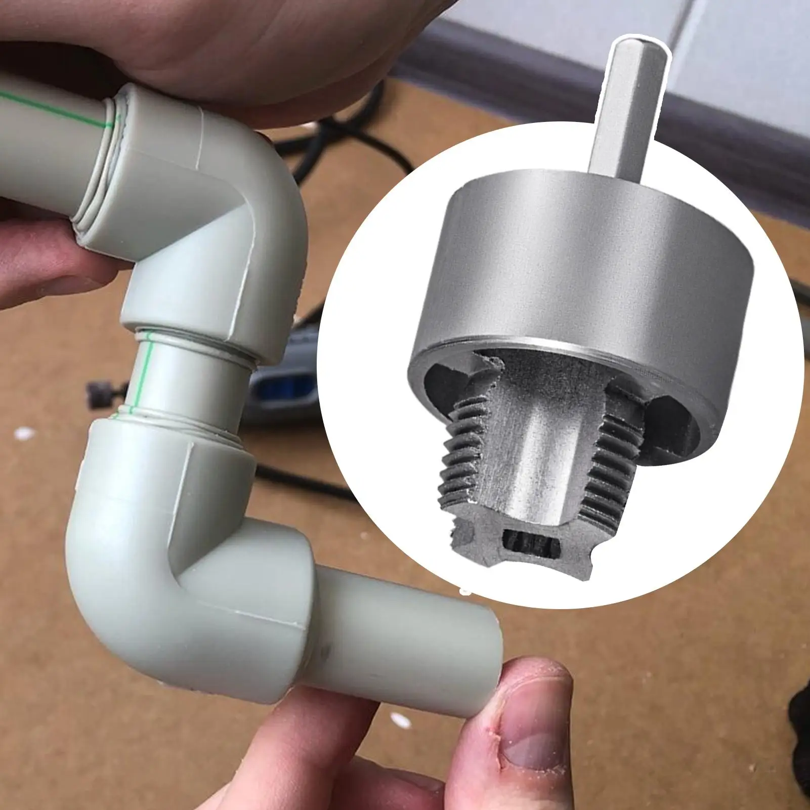 Herramienta de roscado de tubos de PVC, herramienta de corte de hilo, resistente al desgaste, cortador externo interno integrado, troqueles, grifo para fontanería al aire libre