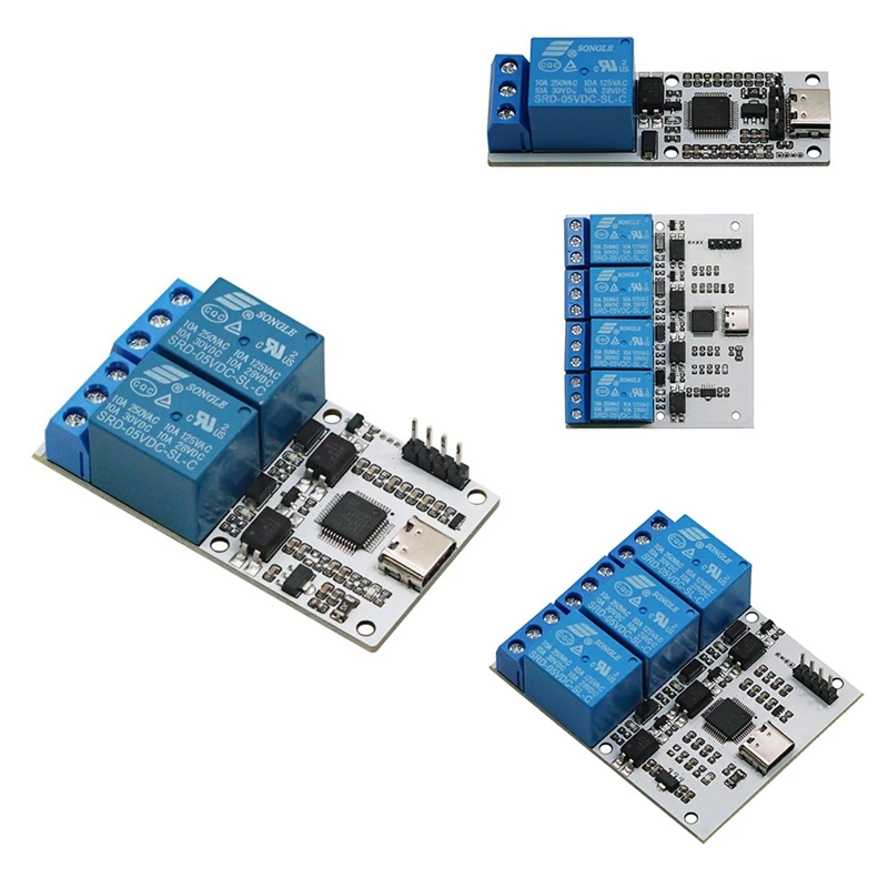 Top Deals Relay Module USB To CH340 Serial Control Relay Module Optocoupler Protection TYPE-C Interface Module