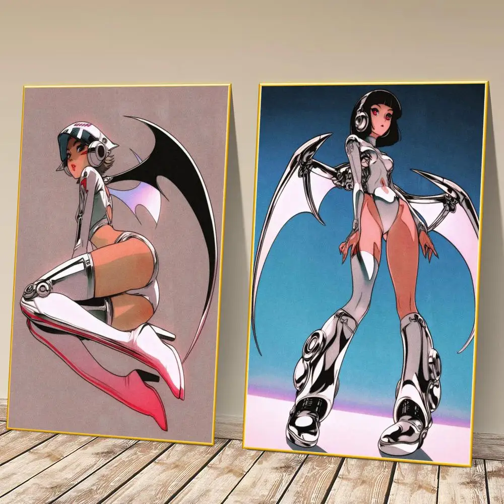 Succubus Wings Fleece Cool Poster HD Self‑Adhesive Art Print Home Wall Ornament for Clubs Cafe and Living Room Decoration