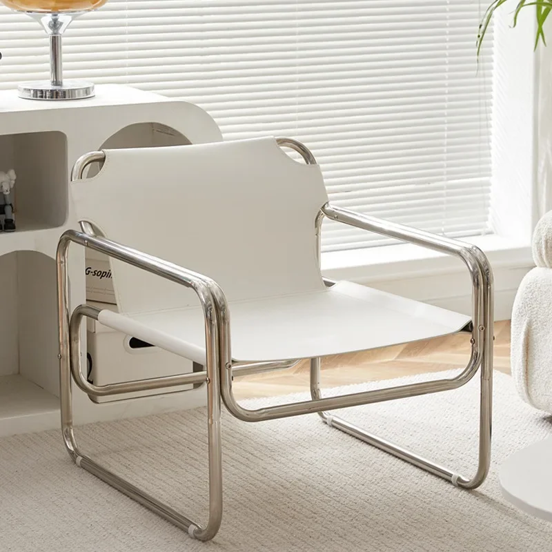 

z Modern Luxury Design Stainless Steel Stackable Leather Lounge Chair for Living Room/Home Hotel
