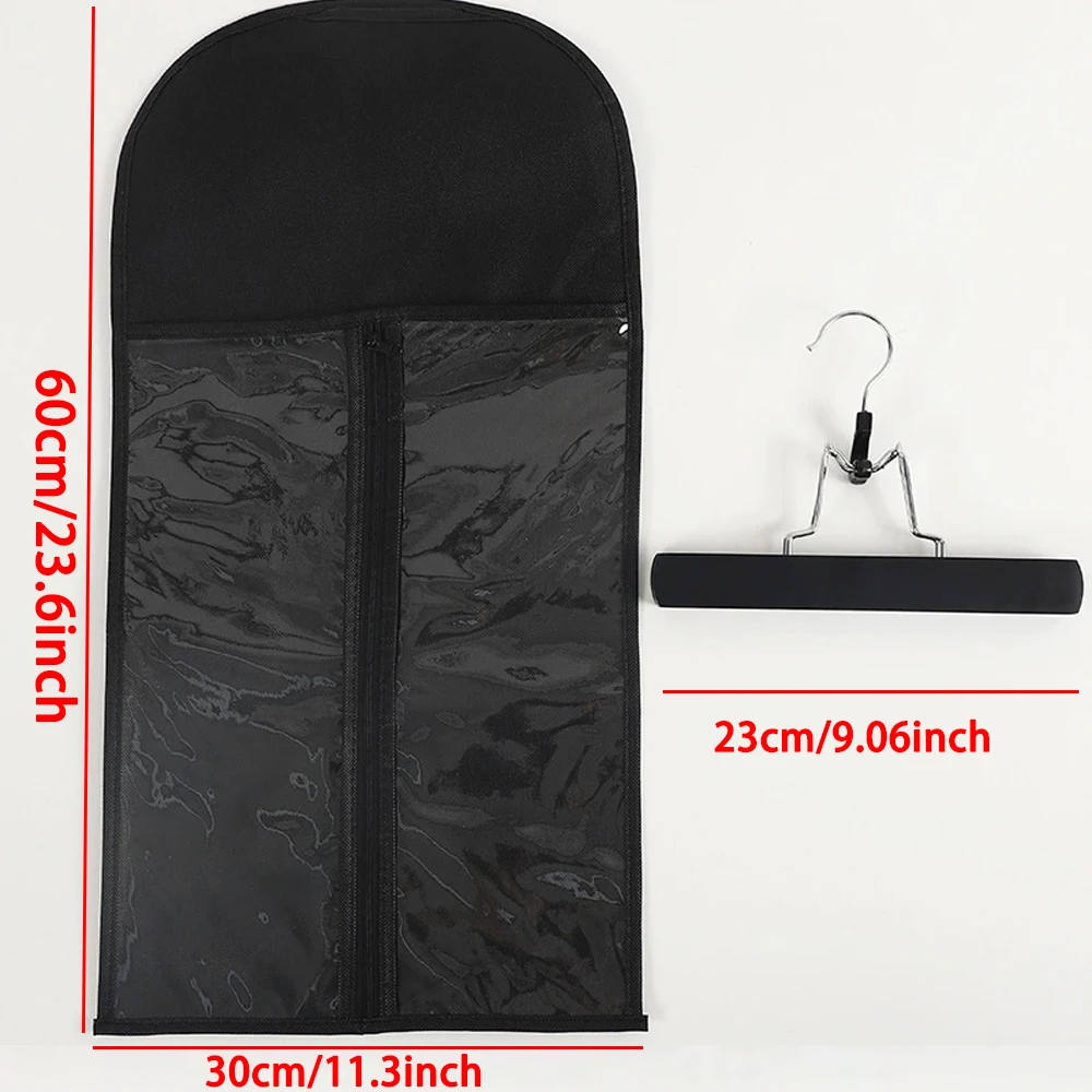 Cheap Black Portable Wig Bag With Hanger Wig Storage Bags Pack Holder For Virgin Hair Weft Clip In Hair Extension image 6