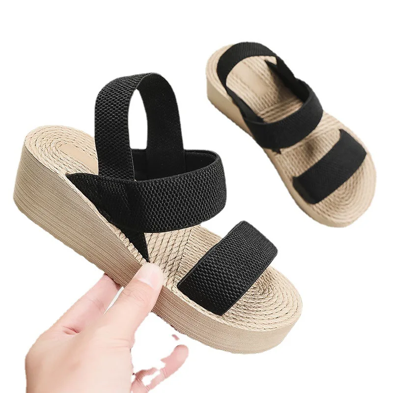 Vintage Women Flat Sandals 2022 New Summer Thick Sole Outerwear In's Trendy Buckle Beach Sandals Women's Students Casual