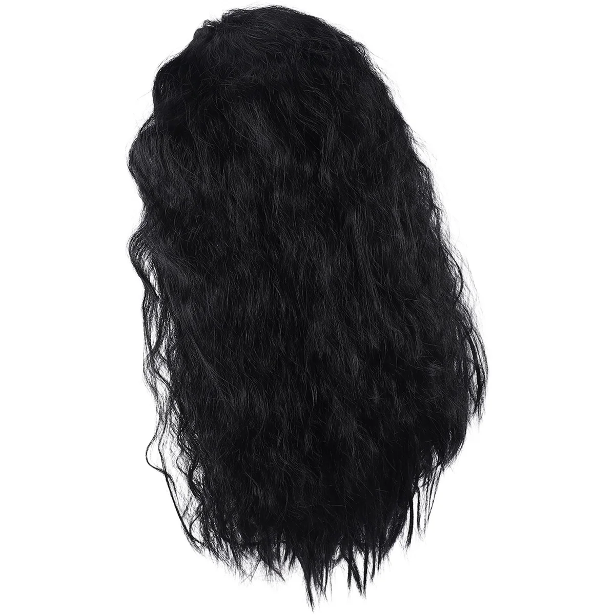 Matte Black Medium-Parted Long Curly Hair High-Temperature Silk Wig African Small Curly Afro Pom Hairstyle for Daily