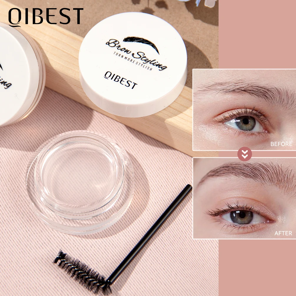 QIBEST Eyebrow Styling Wax Waterproof Makeup Quick-drying Lasting Brow Pomade Setting Cream Natural Wild Eyebrow Sculpt Soap