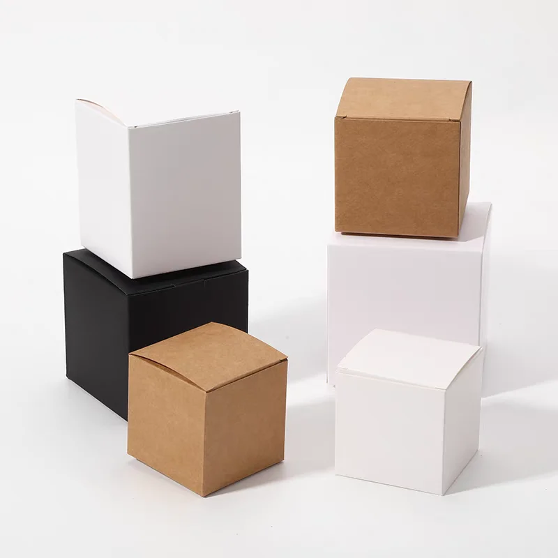 

6x6x5cm Jewelry Paperboard Package Boxes Kraft Paper Face Cream Bottle Box 50pcs/lot Foldable Catton Craft Paper Packing Box