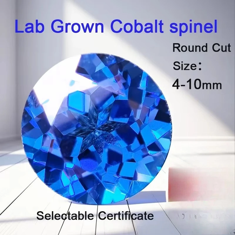 B-Lab Grown Cobalt Spinel Lose Steine Runde Form Blaue Dämonenfarbe Edelsteinperlen für Schmuckherstellung Wählbares Zertifikat – Detail 1