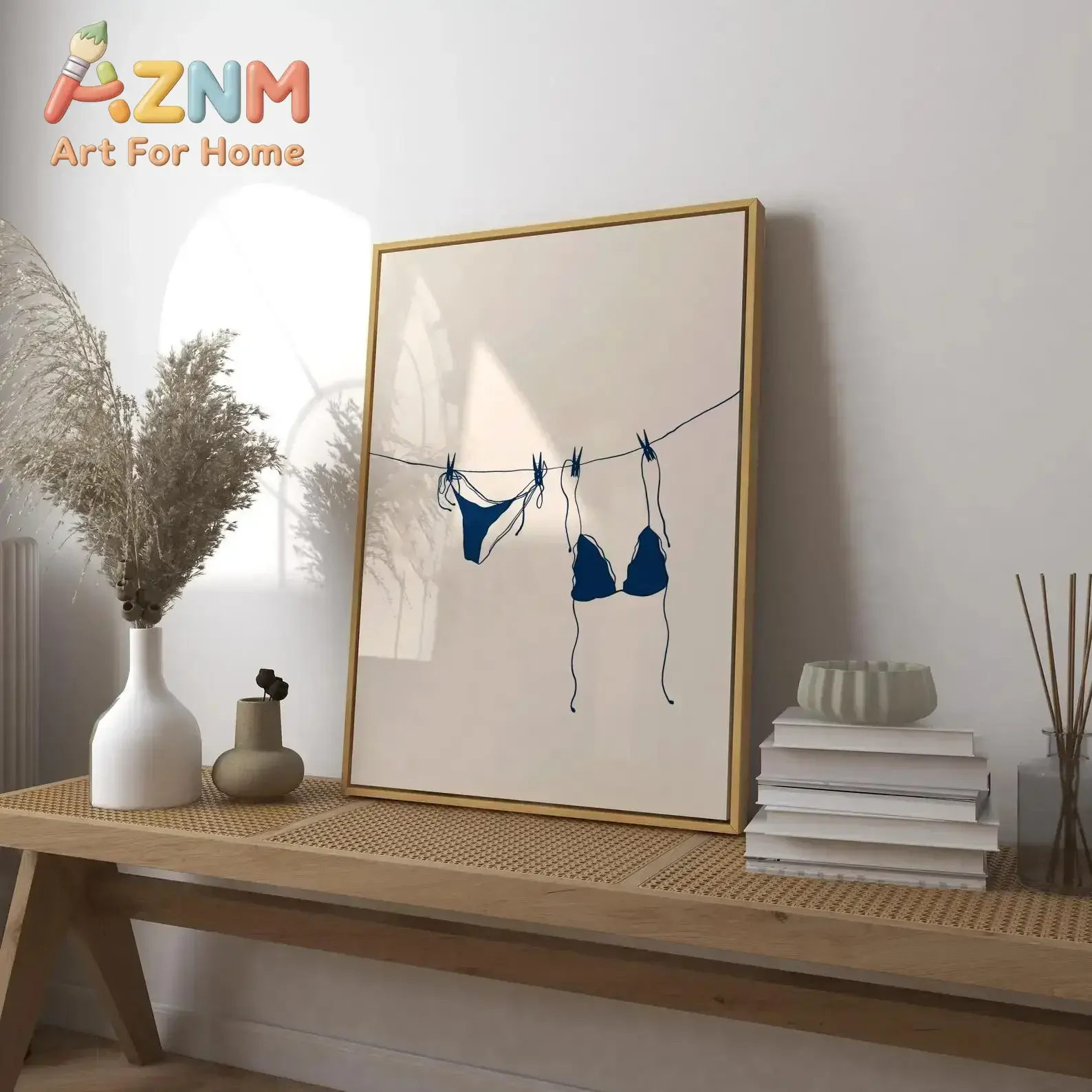 1pc frameless Summer Bikini Poster Fashion Bikini Shell Conch Palm Tree Wall Art Beach Print Ocean Home Living Room Bedroom Dorm