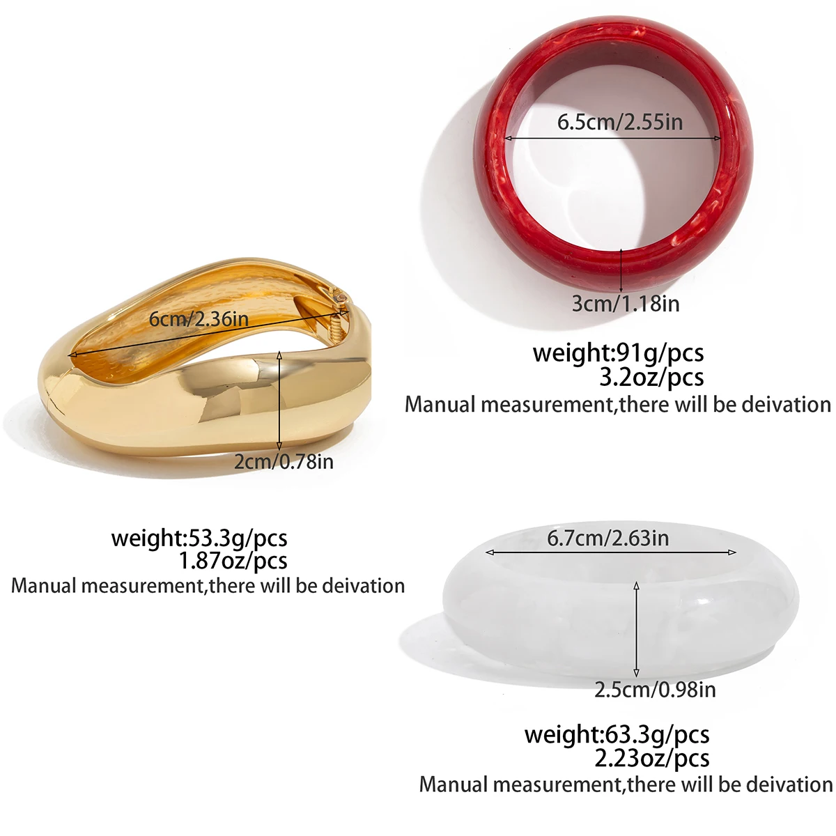 PuRui 3 أنماط مبالغ فيها الرجعية تكويم الراتنج الاكريليك سميكة الإسورة للنساء الهيب هوب الشرير المعادن الربيع سوار حلية مجوهرات