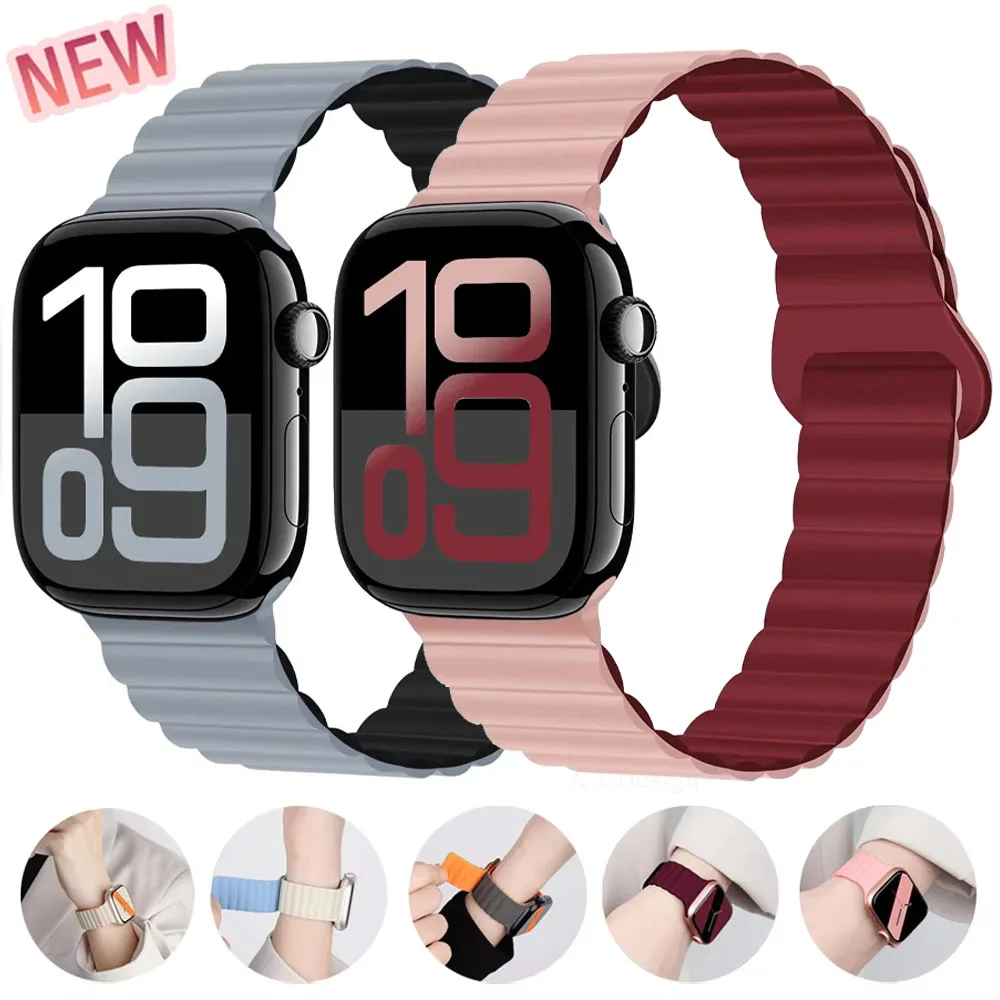 Magnetarmband für Apple Watch-Armbänder 46 mm 42 mm 49 mm 45 mm 44 mm 41 mm Silikon-Sportarmband iWatch-Serie Ultra 10 9 8 SE 7 6 5 4