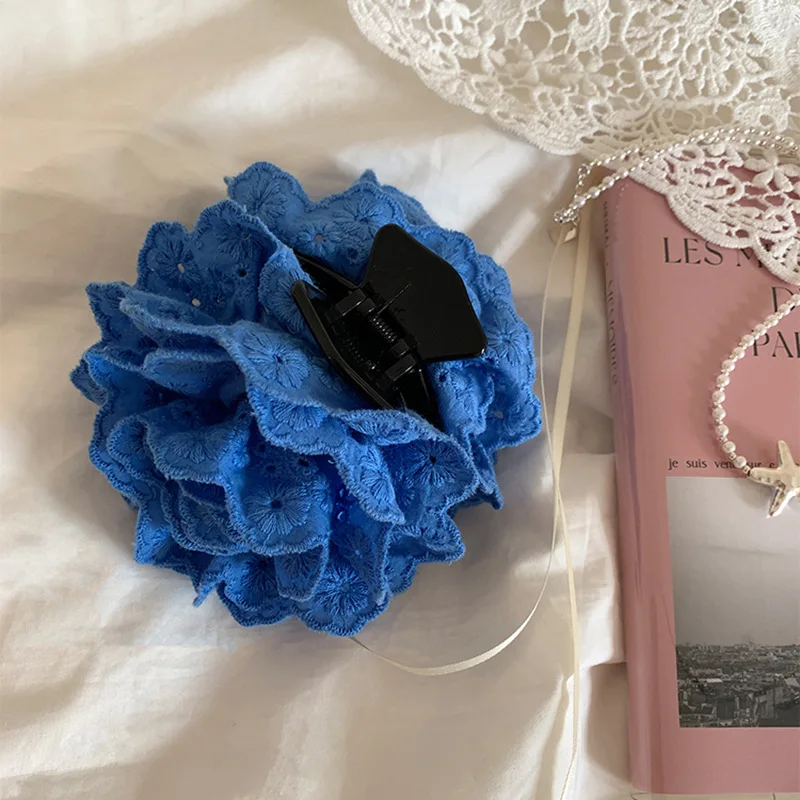 

Милая синяя заколка для волос в виде розы 2026: Модная кружевная французская заколка для женщин, элегантный аксессуар для волос