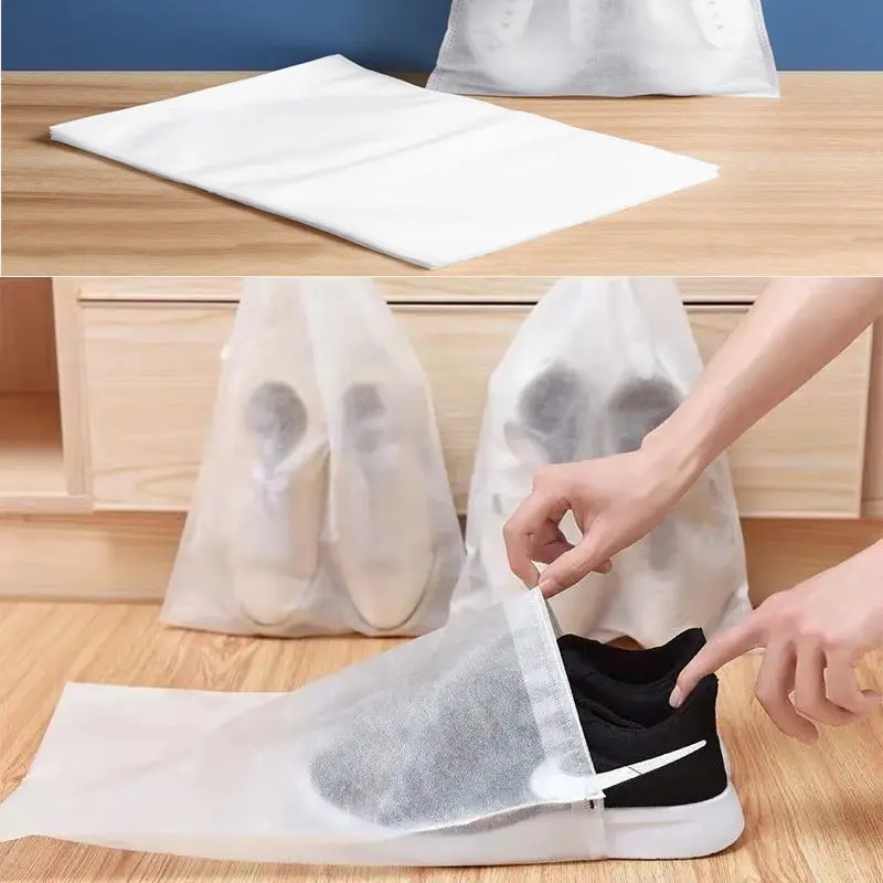 10Pcs/Set Shoe Dust Covers Non-Woven Dustproof Drawstring Clear Storage Bag Travel Pouch Shoe Bags Drying shoes Protect