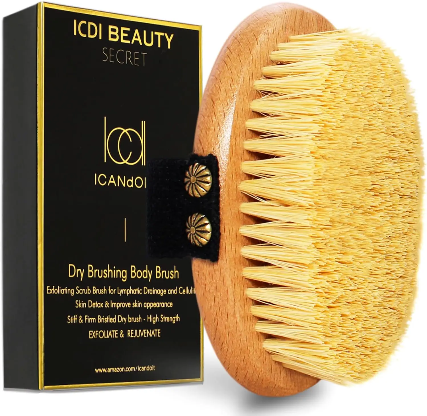

Dry Body Brush for Exfoliating and Massage with Stiff Sisal Bristles, Improve Circulation, Soften Skin