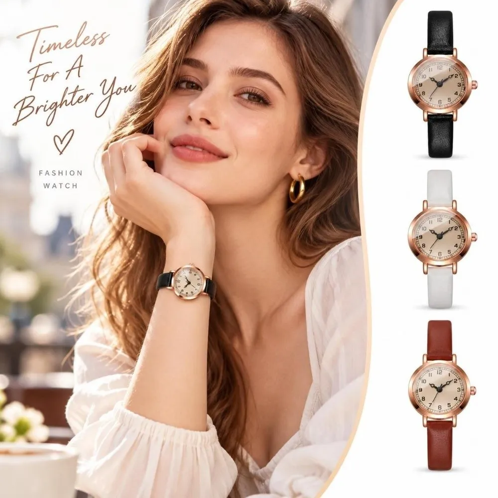 New Ultra-Thin Case Women Quartz Wristwatch Leather Strap Lightweight Wrist Watch Minimalist Watch Women