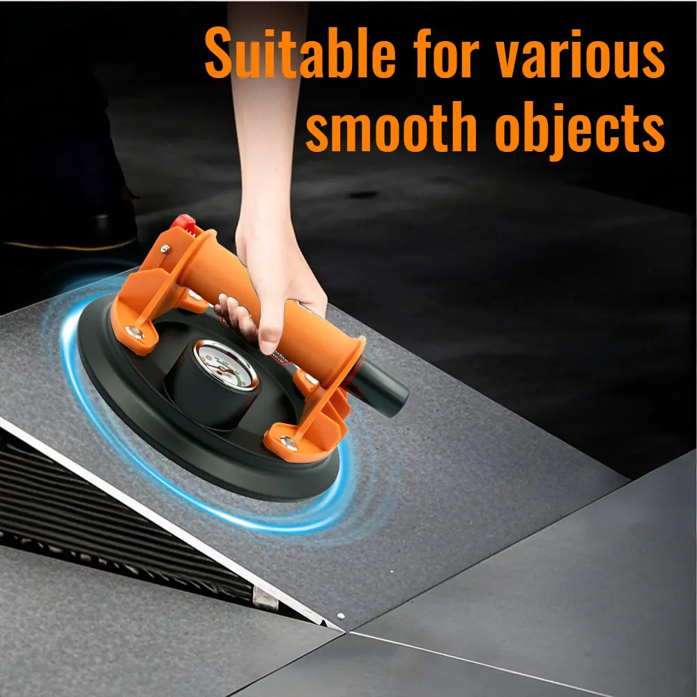 Pompa Tangan Penghisap Ubin dengan Pengukur Tekanan Beban 250 kg Penutup Anti Debu untuk Penanganan Kaca/Marmer/Papan/Ubin