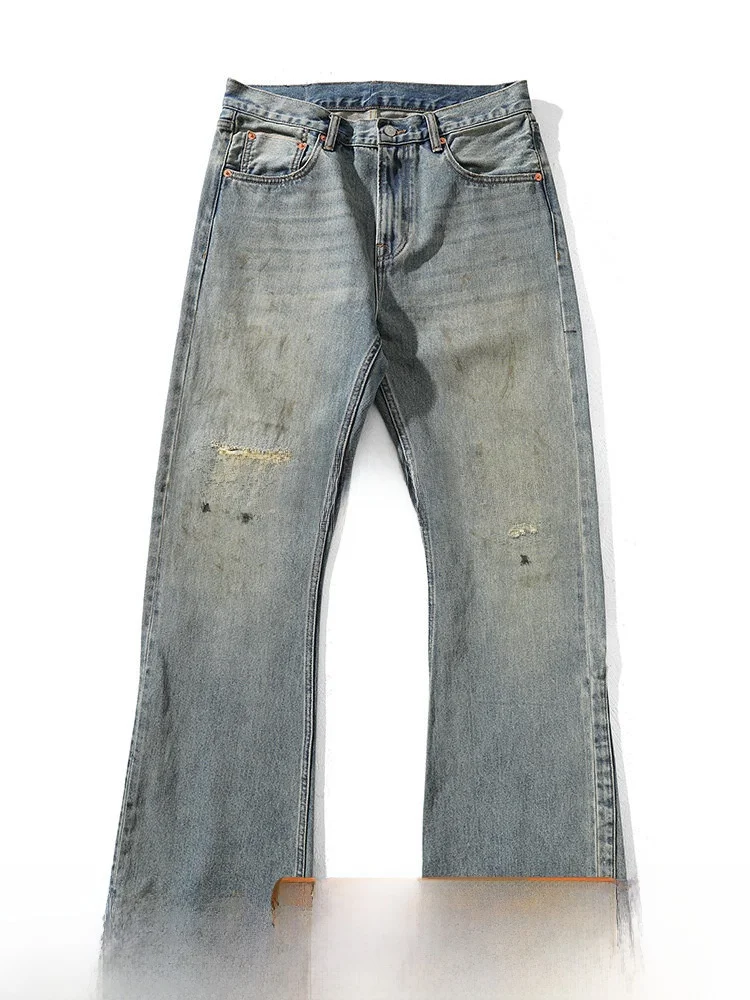 

Джинсы MBBCAR Slim Series Vintage Washed 707 Mud Dye Loose Micro Flared с эффектом потертости, красные, из денима, длинные брюки для молодежи