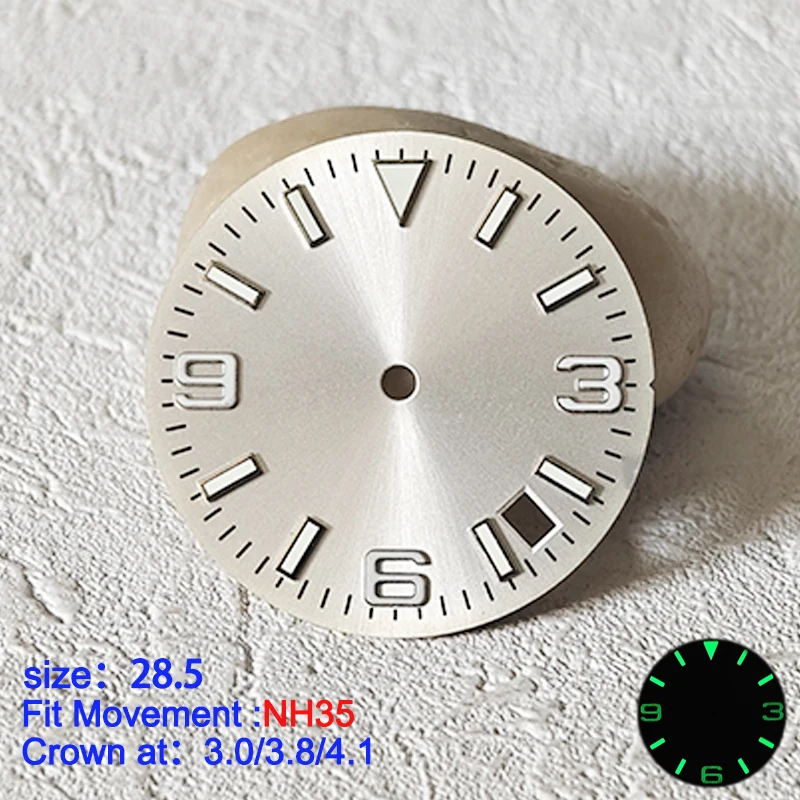 Поверхность мужских часов 28,5 мм, подходит для SKX 007 SKX 009 6105 SRPD Tuna Monster Turtle, подходит для японского механизма NH35/NH36