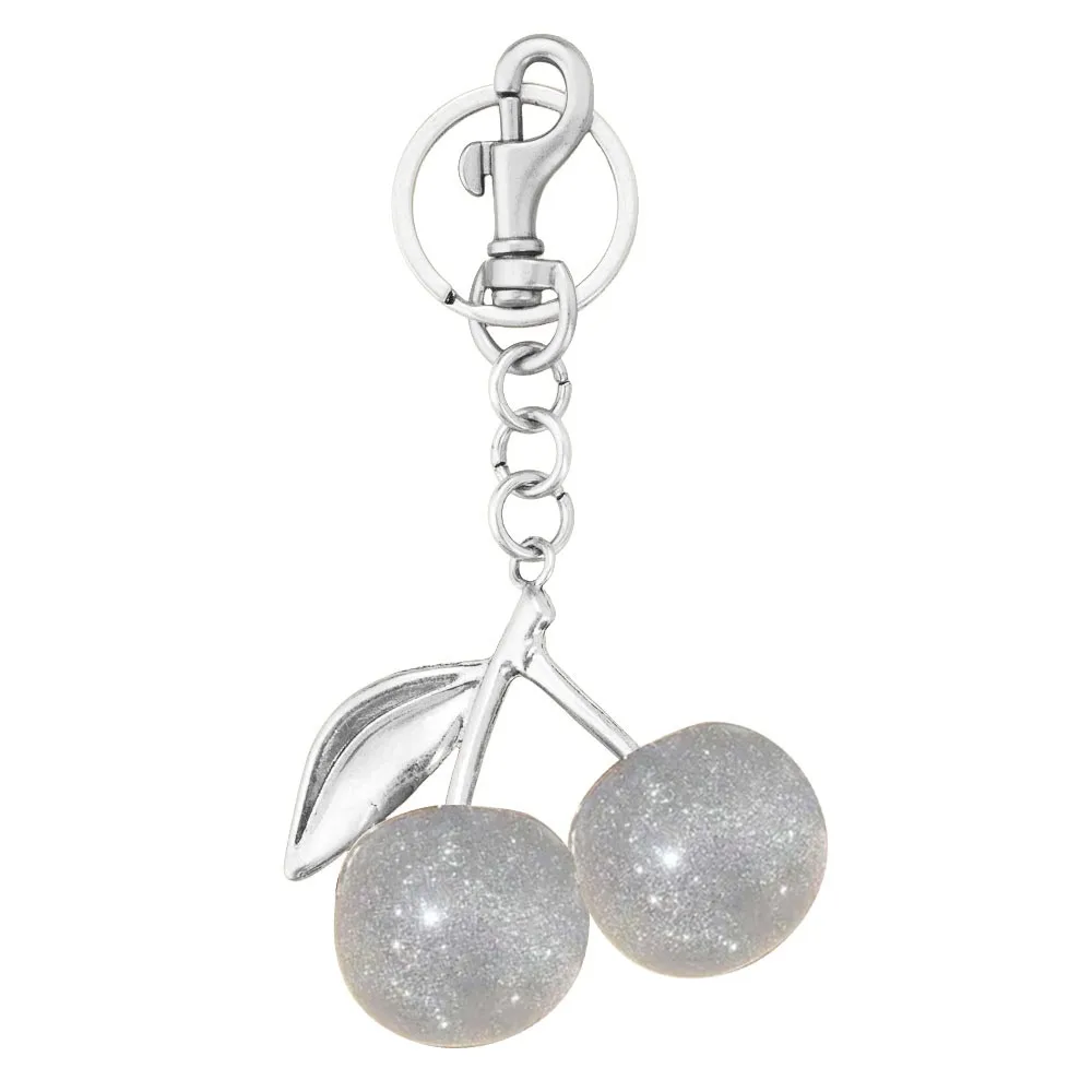 New Sparkling Cherry Keychain Fruit Resin DIY Jewelry Glitter Finish Bag Pendant for Women Girls