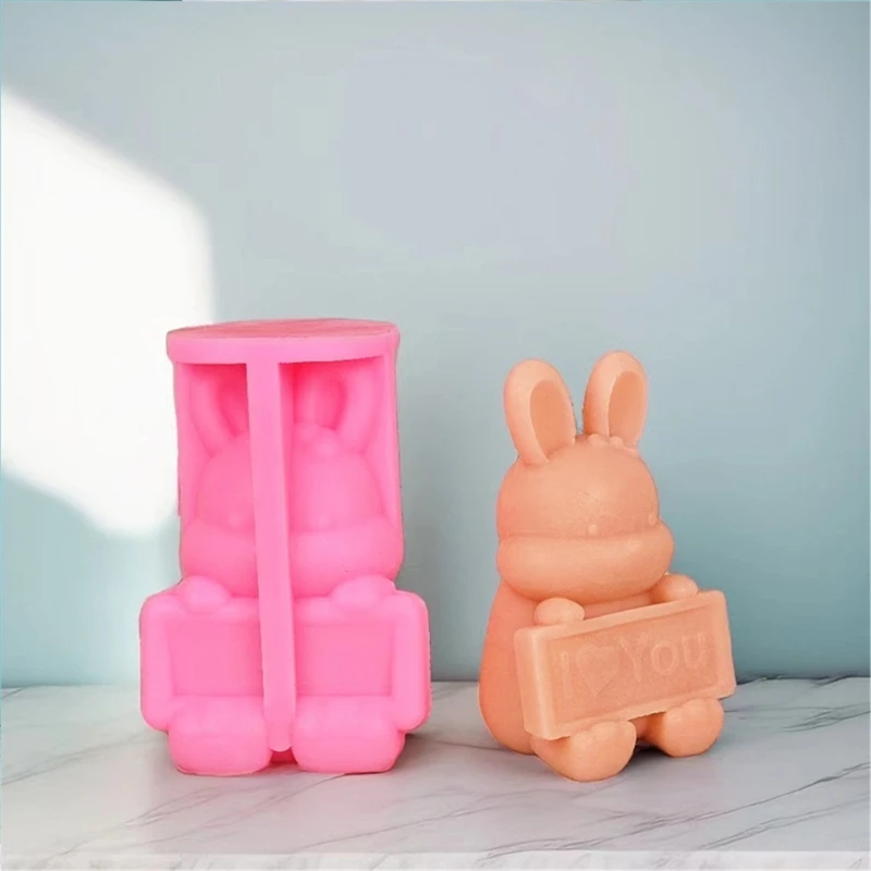 Elegant Love Confession Rabbits Ornament Silicone Mould for Craft Enthusiasts