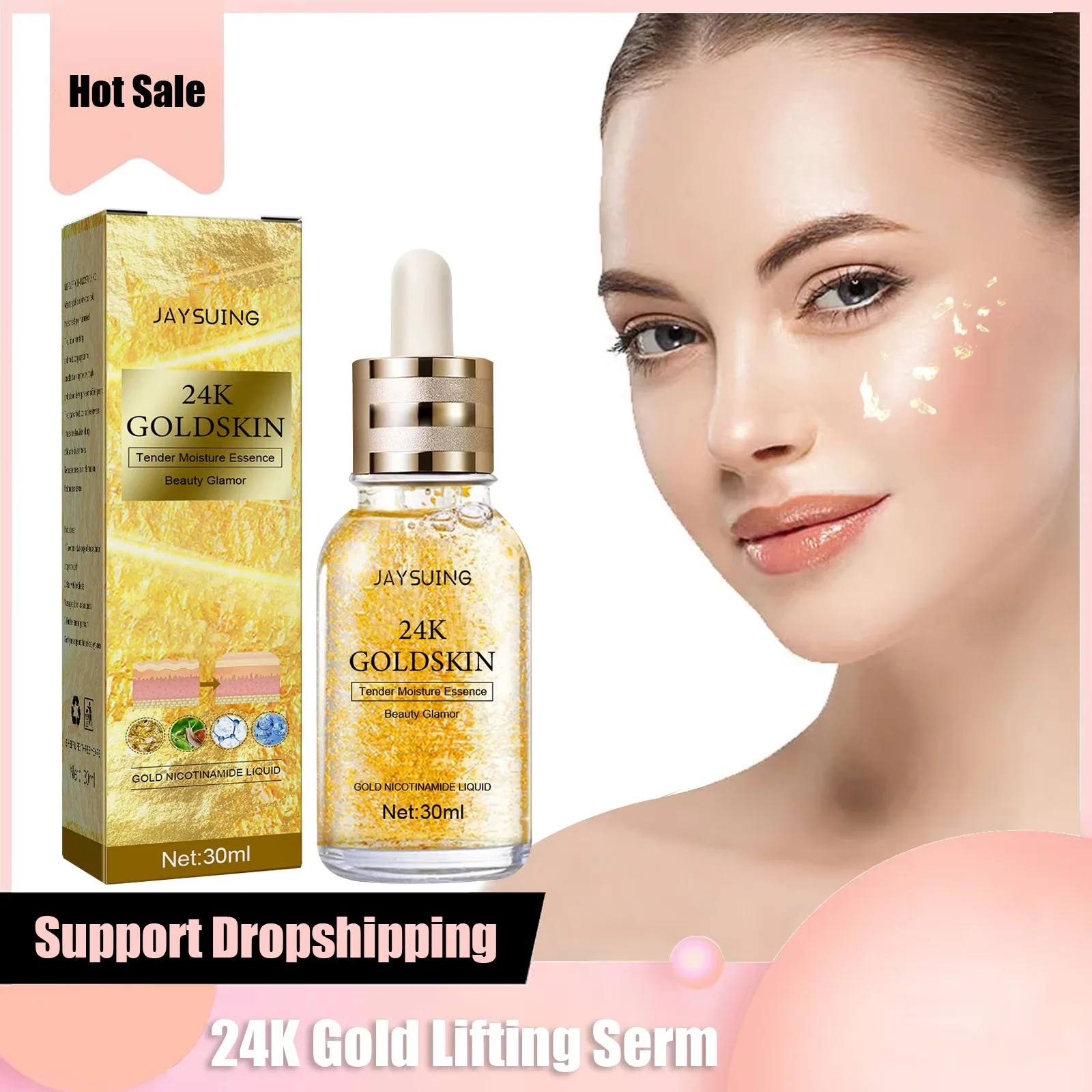 

24k Gold Collagen Serum Anti Wrinkle Lifting Firming Fade Fine Lines Face Essence Anti-Agi-ng Brightening Moisturizing Skin Care