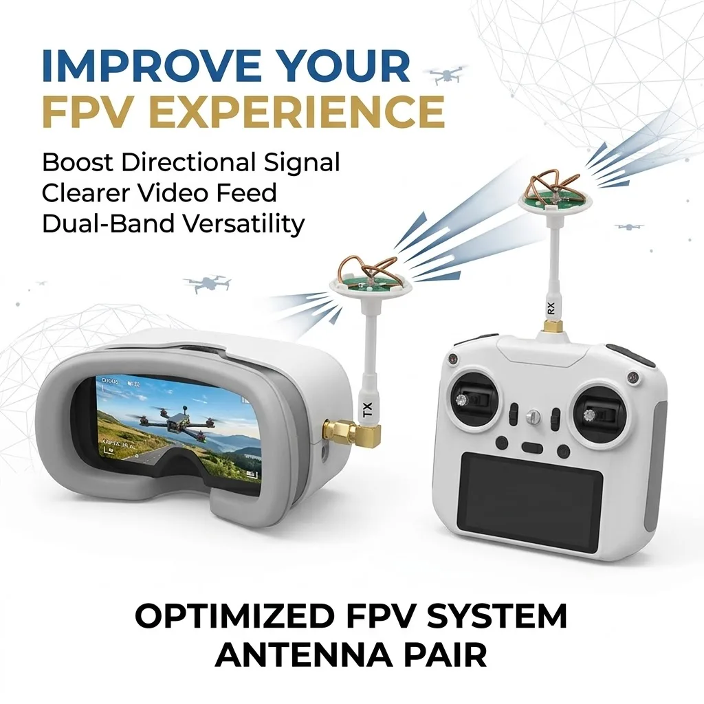 Superbat 2.4GHz/5.8GHz 3dbi 4&3 Blade Clover Leaf Double Frequency Directional Antenna SMA Male Right Angle Connector