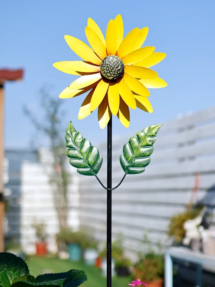 

Wrought Iron Windmill Outdoor Garden Decoration Rotating Courtyard Kindergarten Creative Sunflower Balcony Decoration Landscape