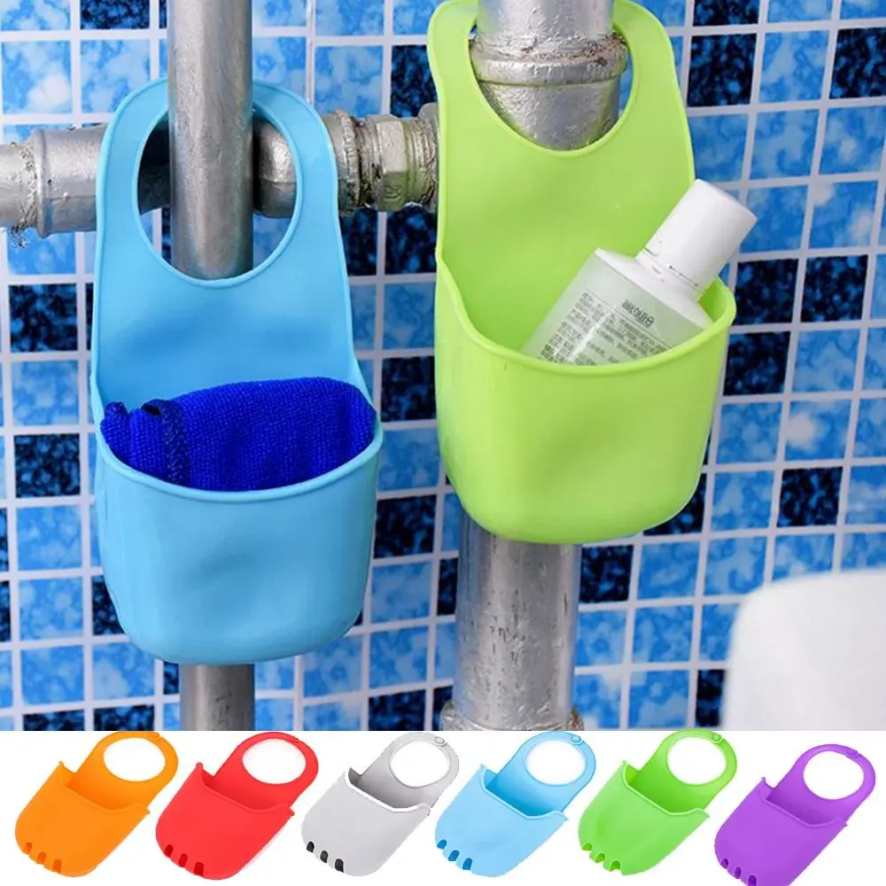 Silicone PVC Plastic Soap Dish Candy Colors Soft Sink Hanging Storage Bag Folding Snap Fastener Sink Drain Rack Home