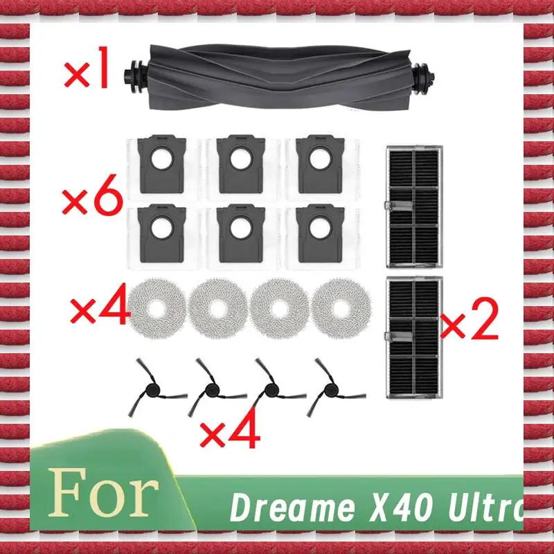 A97G ل Dreame X40 الترا جهاز آلي لتنظيف الأتربة الأسطوانة الجانب فرشاة فلتر HEPA ممسحة وسادة كيس لجميع الغبار الملحقات المكنسة الأساسية
