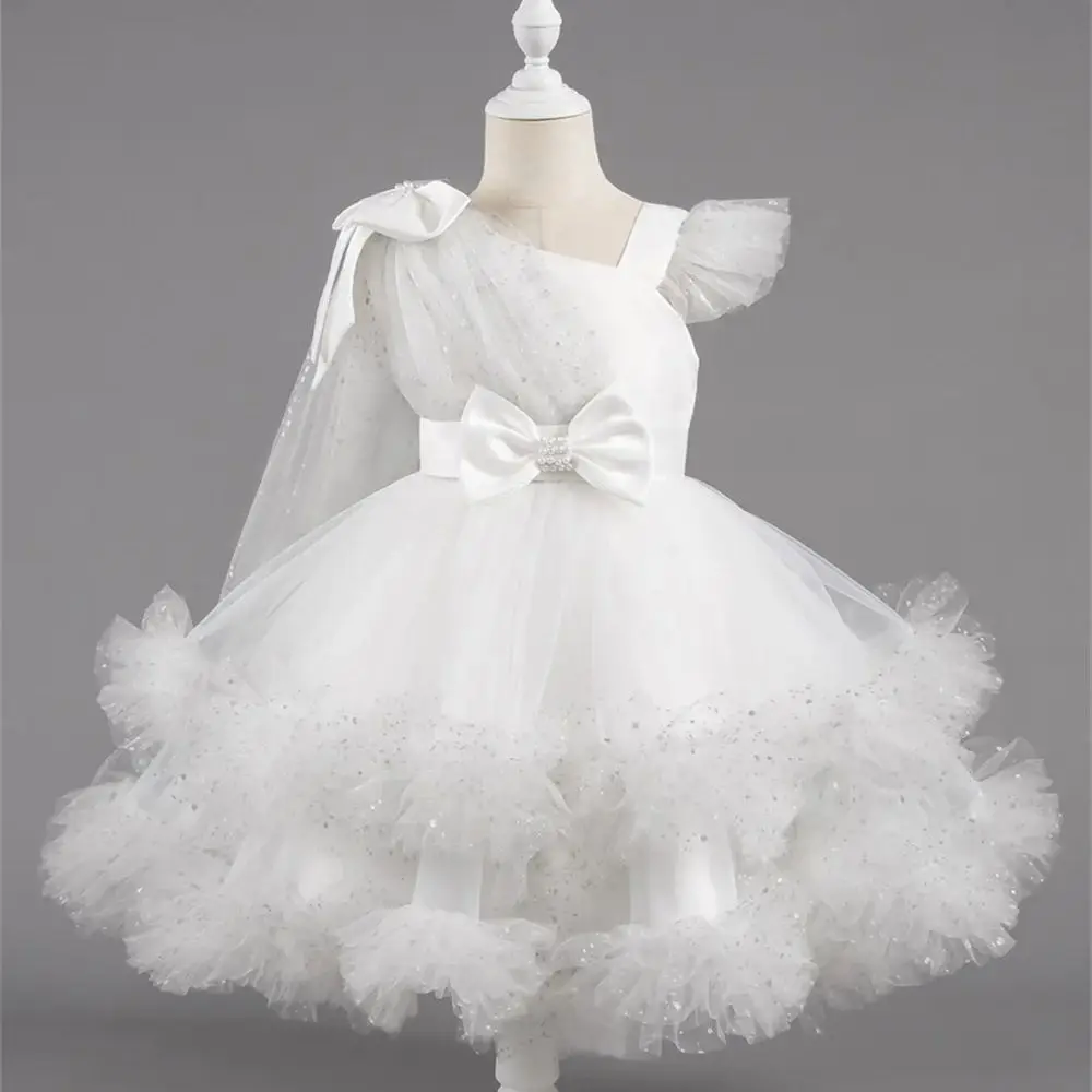 

Elegant Baby Girls Dress Children Big Bow Ruffles Princess Dress For Toddler Birthday Wedding Bridesmaid First Communion Gown