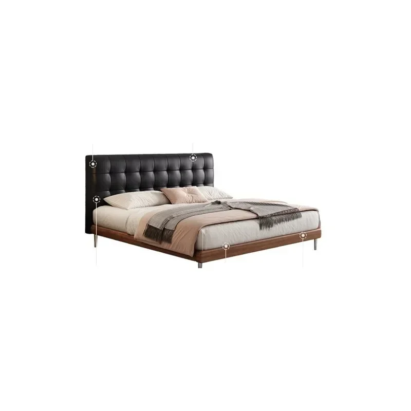 Solid wood bed soft bag double bed