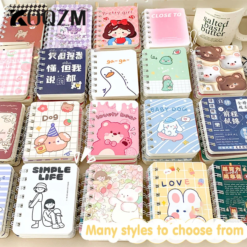 4pcs/Set  Notebook Kawaii Cartoon Pattern Kuromi Melody Portable A7 Coil Account Book Pocket Notepad Student Stationery
