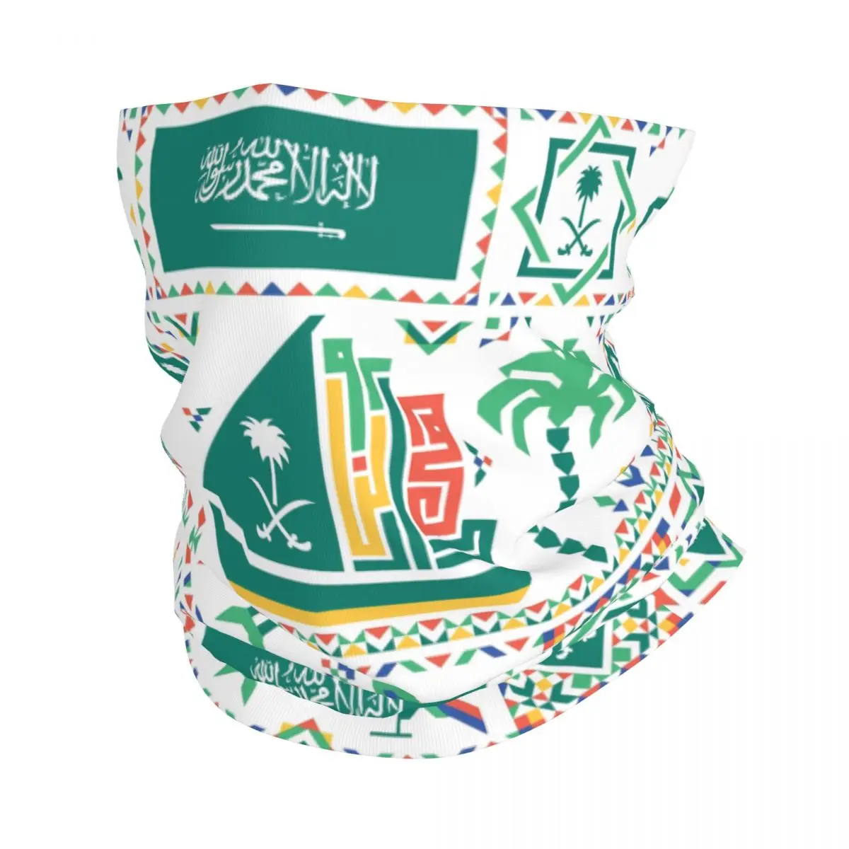 Custom Arabic Calligraphy Emblem Saudi Arabia Flag Winter Headband Neck Warmer Men Ski Camping Tube Scarf Face Bandana Gaiter