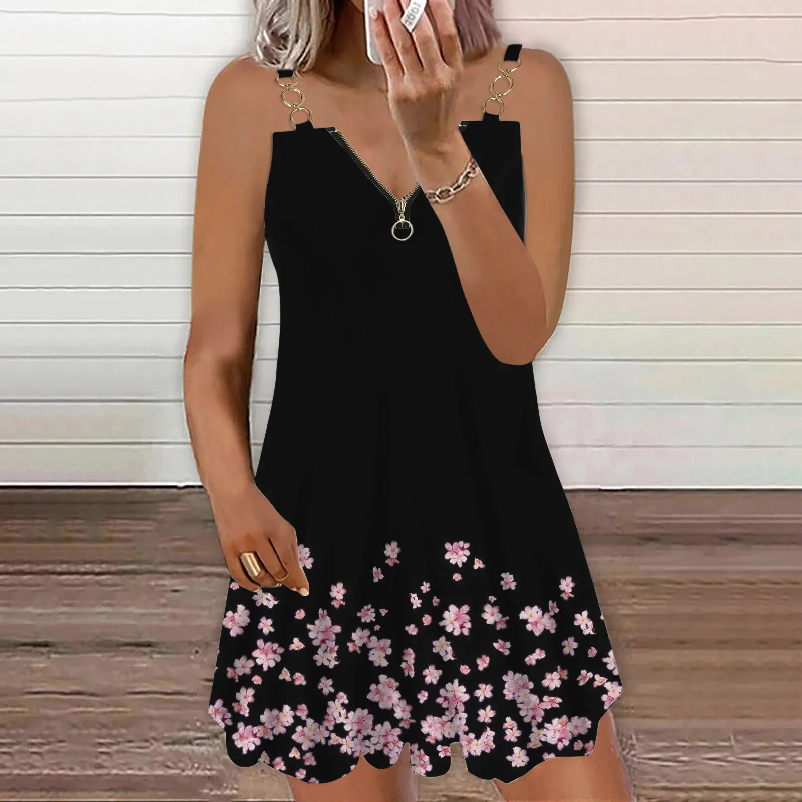 

Floral 3d Print Elegant Fashion Dress Women's Clothing 2023 Summer Zipper V-neck Off Shoulder Casual Mini Dresses Oversized