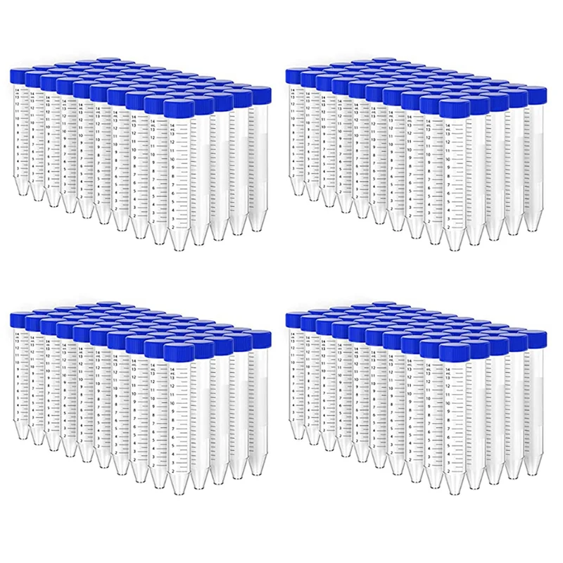 

200Pcs Conical Centrifuge Tubes 15Ml With Screw Caps, Graduated And Write Marks Lab Test Container-A68E