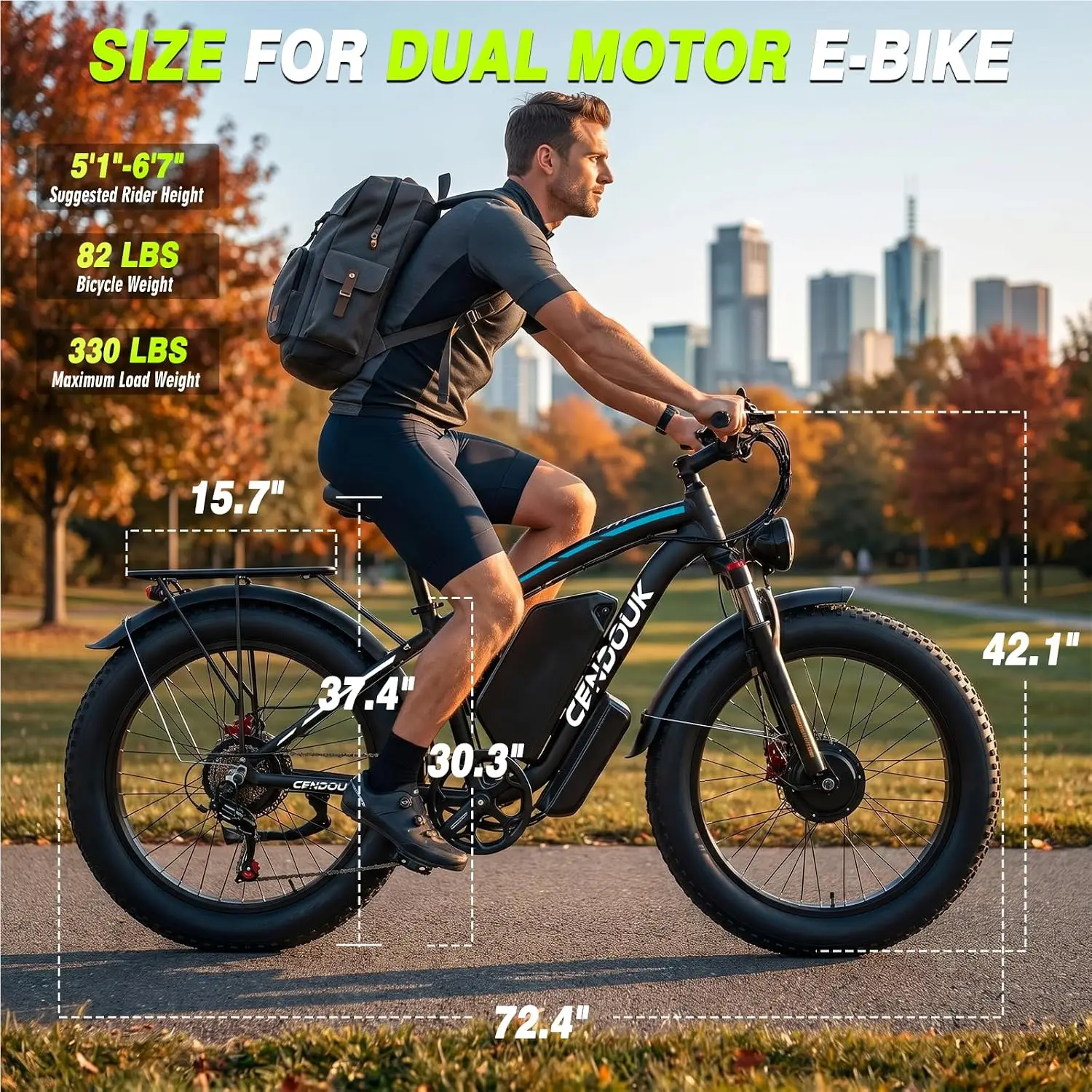 9000W Peak Dual Motor Electric Bike 47MPH Dual Battery High Speed Off Road Mountain E-Bike, Customized