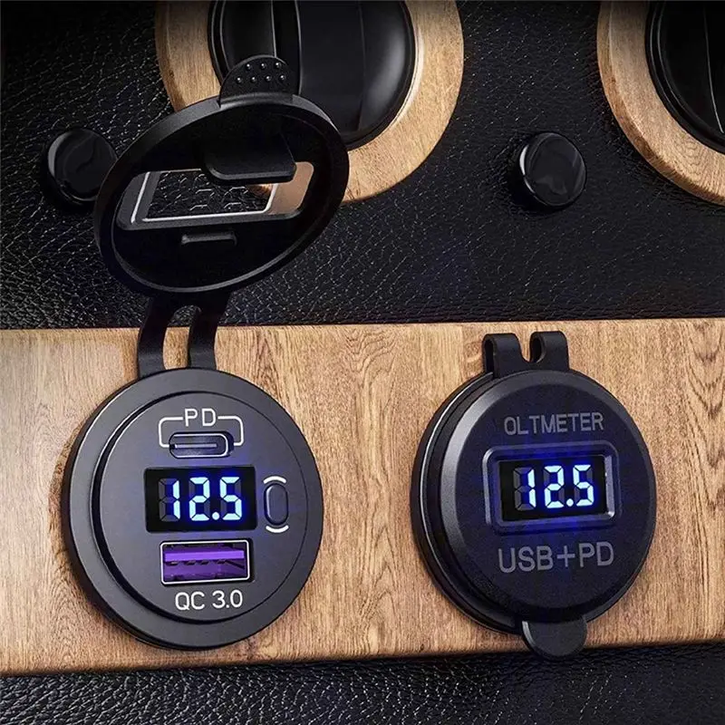 AC76-12V 24V Quick Charge 3.0 USB SUV Car Waterproof 36W Type C PD Outlet Fast With On OFF Power Switch Parts